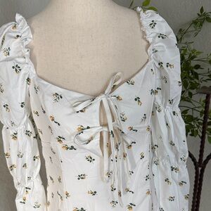 SHEIN White Floral Long Sleeve Dress